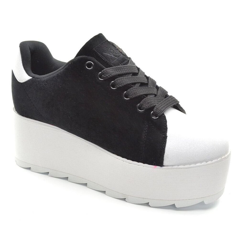YRU Lala Black Velvet Platform Sneakers 10 / 41 New